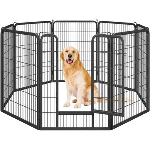 Yaheetech - Pet Playpen Dog Exercise Pen Cat Rabbit Fence Indoor/Outdoor 100cm High (8 Panels), Black