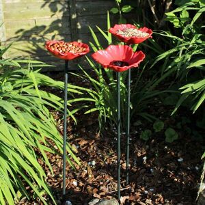 Kingfisher - 8 x Natures Market Wild Bird Poppy Flower Feeders Bath Free Standing