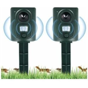 AlwaysH 2023 2X Ultrasonic Garden Cat Repellent, Cat Repeller with Ground Stake Prevent Dogs and Cats, Birds, for Gardens, Fields, Nurseries,