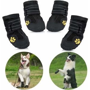 Protective Dog Boots, 4 Pack Waterproof Dog Shoes for Medium and Large Dogs - Black - Alwaysh