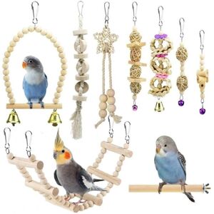 AlwaysHBird Toys Budgie Toys Bird Cage Accessories Parrot Chew Swing Hanging Perch Hammock Climbing Ladder for Budgerigar, Parakeet