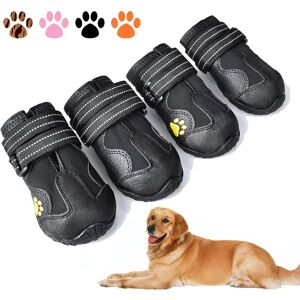 Alwaysh - Dog Boots, Waterproof Dog Shoes, Dog Boots with Reflective Heavy Duty Non-Slip Soles and Non-Slip Outdoor Dog Shoes for Medium Dogs 4-Pack