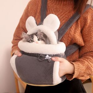 Alwaysh - Warm Pet Carrier Bag Small Cat Dogs Backpack Pet Plush Winter Cage,Gray