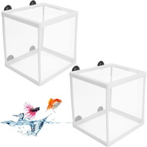 HÉLOISE Aquarium Breeding Net 2 Pcs Fish Breeding Box Aquarium Hatchery Isolation Box Aquarium Fish Incubator Baby Fish Separation Net with 8 Pcs Suction Cups