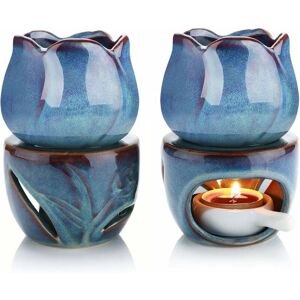Langray - Aromatherapy Essential Oil Burner Ceramic Aroma Lamp Diffuser Decoration for Home Bedroom 2 Pack