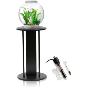 Baby Biorb 15L Aquarium in Silver with mcr led Lighting, Black Stand and Heater Pack