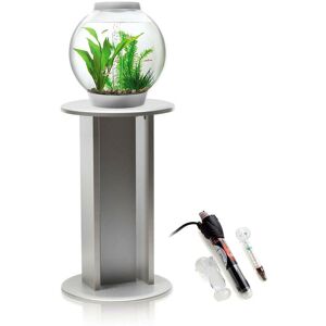 Baby Biorb 15L Aquarium in Silver with mcr led Lighting, Silver Stand and Heater Pack