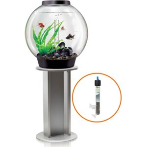 Classic 60L Aquarium in Black with Standard led Lighting, Silver Stand and Heater Pack - Biorb