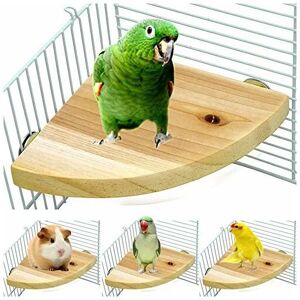 AOUGO Bird Cage Perch Stand Wooden Platform Fan Shape Parrot Playground Cage Accessories for Bird Parrot Hamster Squirrel Standing