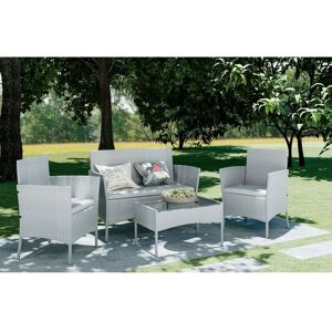 BIGZZIA 4 Piece Rattan garden furniture Set - Grey - Grey