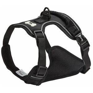 Soft Padded Comfortable Fabric Dog Puppy Pet Adjustable Outdoor Harness - Black - Medium - Bunty