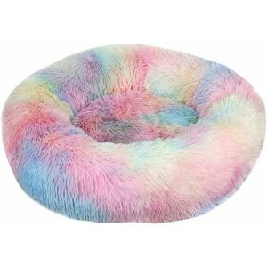 HOOPZI Cat Bed Super Soft Dog Bed Round Washable Long Plush Sofa For Pet Bed (Color : Rainbow, Size : 50cm)