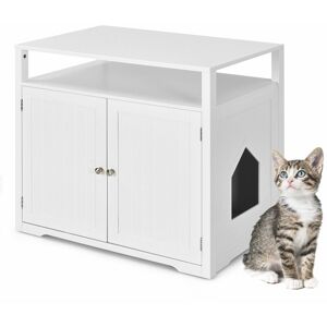 COSTWAY Cat Litter Box Enclosure Furniture Wooden Kitty Washroom Hidden Cat Washroom