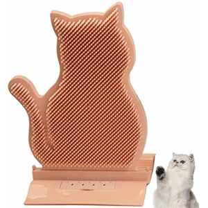 Groofoo - Cat Scratching Massager Toy with Catnip, Cat Wall Angle Massage Brush, Grooming Comb, for Long and Short Hair Cat (Pink)