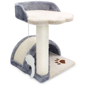 LIVINGANDHOME Cat Scratching Tray Cat Scratch Stick Centre with Hanging Paly Toy , Grey
