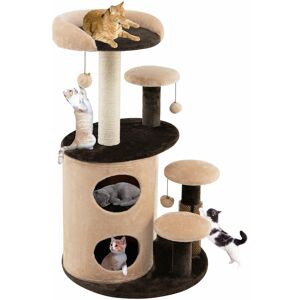 COSTWAY Cat Tree Tower 2-Tier Cat-Hole Condo Kitty Climbing Stand w/ Scratching Posts