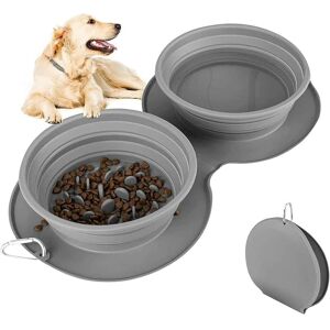 Aougo - Collapsible Dog Bowls, Travel Dog and Cat Bowls, Silicone Dog Bowl with Carabiner, Anti Gluttonous Dog Bowls, for Cat and Puppy Outdoor