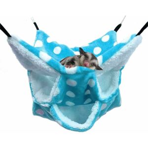 Denuotop - Small Pet Cage Hammock, Triple Layer Sugar Hammock, Hamster Cage Accessories, Comfortable Toddler Bed, Polka Dots - Blue