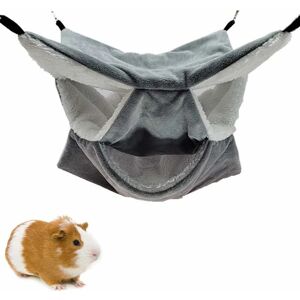 Denuotop - Small Pet Cage Hammock, Triple Layer Sugar Hammock, Hamster Cage Accessories, Comfortable Toddler Bed, Pure Gray.