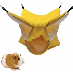 Denuotop - Small Pet Cage Hammock, Triple Layer Sugar Hammock, Hamster Cage Accessories, Comfortable Toddler Bed, Pure Yellow