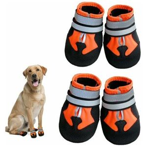 Orchidée - Dog Boots, Set of 4 Non-Slip Dog Shoes, Waterproof Dog Protective Boots for Small Medium and Large Dogs(Orange,XXL)