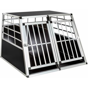 Tectake - Dog crate double - dog cage, puppy crate, dog travel crate - 97 x 90 x 69,5 cm - black
