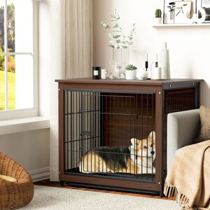 BINGO PAW Dog Crate Wooden Kennel Sofa Table End Table Beautiful Furniture Indoor, Small