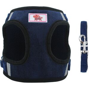 LANGRAY Dog Harness and Leash Set Reflective Leash Pet Chest Vest for Puppy Walk Outdoor (dark blue, Size l)