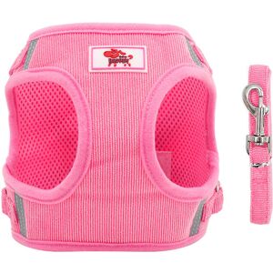 LANGRAY Dog Harness and Leash Set Reflective Leash Pet Chest Vest for Puppy Walk Outdoor (pink, Size l)