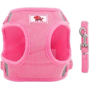 LANGRAY Dog Harness and Leash Set Reflective Leash Pet Chest Vest for Puppy Walk Outdoor (pink, Size m)