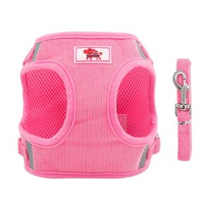 LANGRAY Dog Harness and Leash Set Reflective Leash Pet Chest Vest for Puppy Walk Outdoor (pink, Size xs)