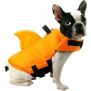 TINOR Dog Life Vest Safety Vest Puppy Pet Adjustable Swimsuit with Shark Fin (l, Orange)