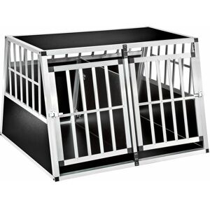 Tectake - Double dog crate Bobby - dog cage, puppy crate, dog travel crate - with partition wall - black