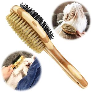 Héloise - Double Sided Dog/Cat Brush, Dog Grooming Comb for Massage and Shedding, Soft Bristles, Ideal for Short, Medium and Long Haired Pets