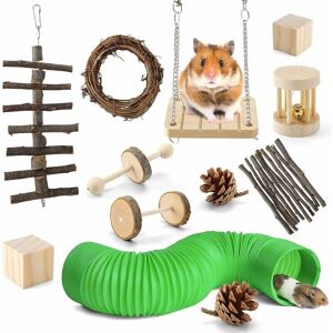 Dwarf Rabbit Toy(12 Pieces), Natural Wooden Hamster Toy, Indoor Rodent Toy for Small Animals Rabbit/Hamster/Squirrel/Chinchilla - Groofoo