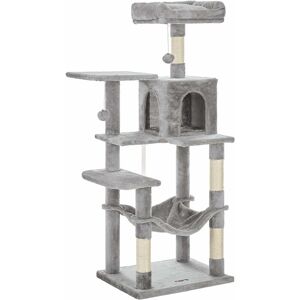 SONGMICS Feandrea Cat Tree, Cat Condo with Hammock, 143 cm, Light Grey PCT161W01