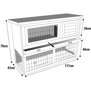 BERKFIELD HOME Flamingo Rabbit Hutch Loft 111x45x78 cm Brown