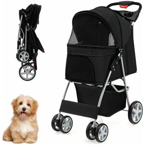 Costway - Folding Pet Stroller Portable Pet Travel Pushchair 4 Wheels with Storage Basket