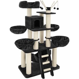 Tectake - Cat tree scratching post Gismo - cat scratching post, cat house, cat tower - black/white - black/white