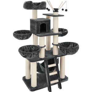 Tectake - Cat tree scratching post Gismo - cat scratching post, cat house, cat tower - grey/white - grey/white