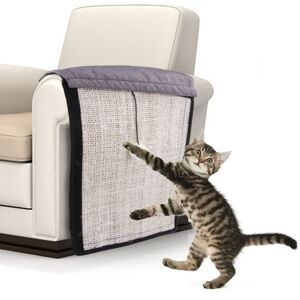 GROOFOO Cat Scratching Mat Furniture Protection Scratching Pad with Ball Scratching Mat Sisal Cat Mat for Armchair Furniture Sofa Scratch Protector