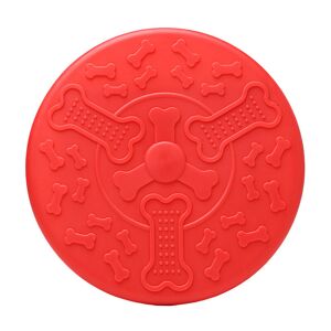 Groofoo - Dog Flying Disc Toy 5.4in 6pcs Rubber Frisbee Durable Dog Chew Toy for Pet Puppy Indoor and Outdoor Training(Red)