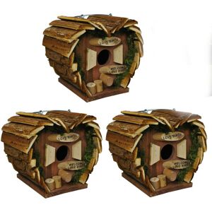 Selections - Hanging Wooden Love Bird Nest Box Birdhouse (Set of 3)