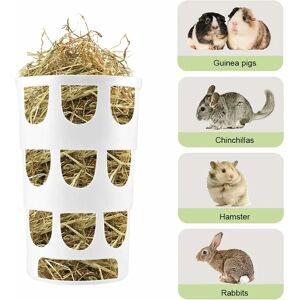 Héloise - Hay Rack for Small Animals, Food Dispensers Porous Hangable Plastic Feeding Bowl, Cage Accessories for Rabbits Hamster Chinchillas - White