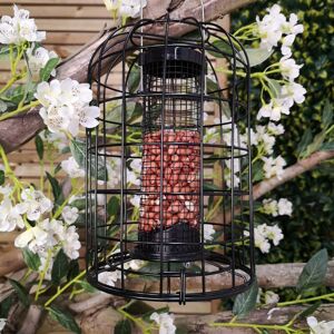 Samuel Alexander - Heavy Duty Squirrel Proof Caged Garden Wild Bird Hanging Black Metal Peanut Feeder