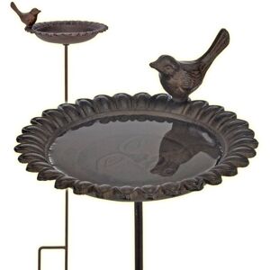 Berkfield Home - hi Cast Iron Bird Bath/Drink Tray Brown