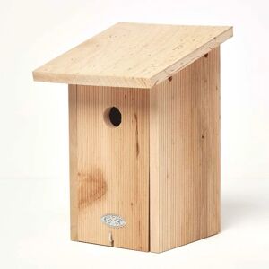 Homescapes - Real Wood Great Tit Bird Box House - Natural - Natural - Natural