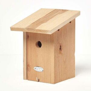 Homescapes - Real Wood Blue Tit Bird Box House - Natural - Natural - Natural