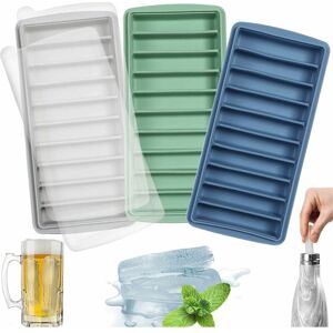 Tinor - Ice Cube Tray Stick, Silicone, with Lid, Ideal for Sports and Water Bottles, 10 Cavities(Pack of 3, Multicolor)