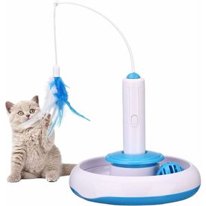 PESCE Interactive Cat Toy Indoor Toy with 360° Electric Rotating Feathers and Ring Bell Ball Intelligence Toy Game Pen